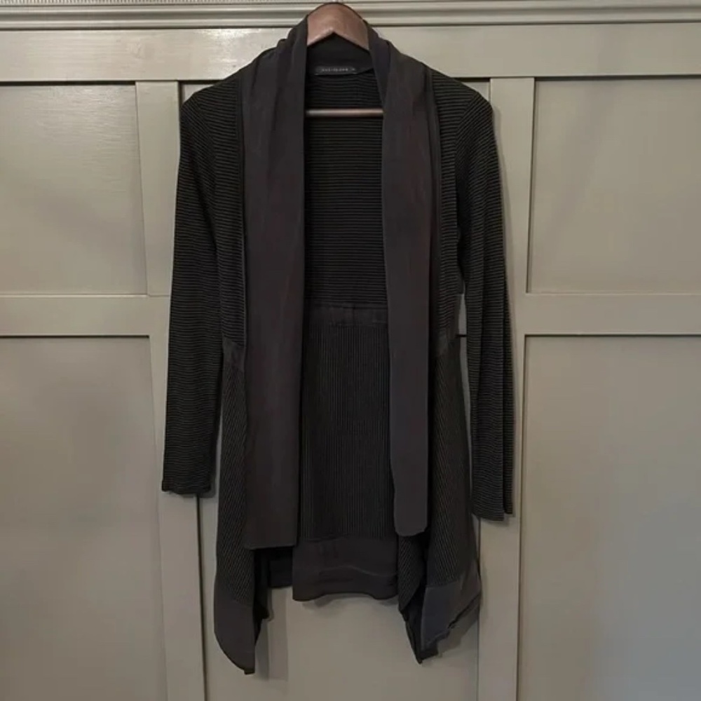 Cut Loose Open Front Cardigan Long Line Waffle Knit Cotton Tencel Size Small